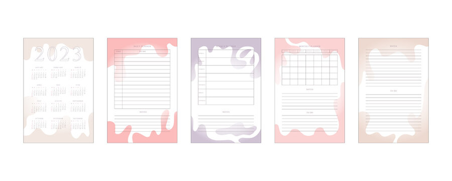 2023 calendar and daily weekly monthly planner to do list with delicate minimalist design