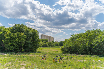 Outdoor open field urban campground