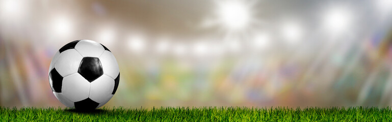 Obraz na płótnie Canvas Soccer Fußball im Fußballstadion im Scheinwerferlicht