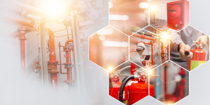 Fire Extinguishing System,industrial Fire Control System,fire Alarm Controller, Fire Notifier, Anti Fire.system Ready In The Event Of A Fire , Fire Extinguishing System Service Concept .