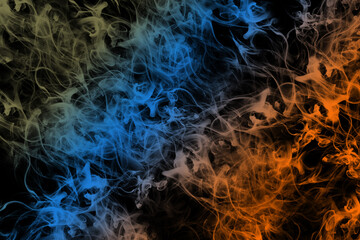 Gradient colorful smoke abstract in the dark for background