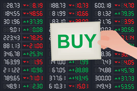 Notice buy in front of stock board
