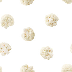 Cauliflower isolated on white background, SEAMLESS, PATTERN