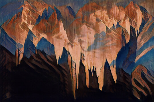 Fototapeta Optical illusion art, it looks like a mountain or like Stalactite ceiling in Carlson Bad Cavern