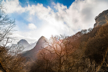 Mountains in the wilderness in winter