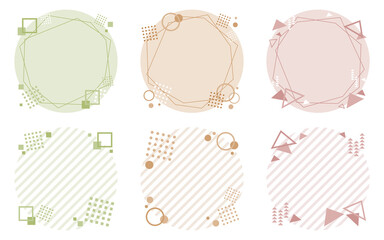 幾何学模様・丸・三角・四角／丸型フレーム／ブラウン系