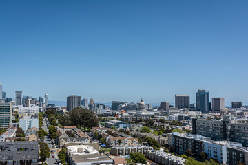 Fototapeta premium Civic Center district view from above, San Francisco, California 