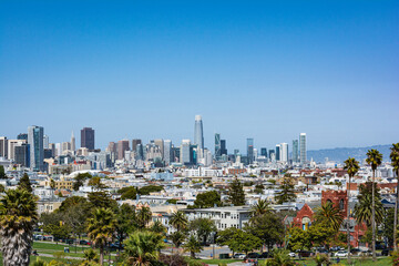 San Francisco skyline view from Dolores Park, California
