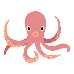 Cartoon cute octopus vector isolated object illustration