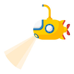 Cartoon yellow submarine vector isolated object illustration