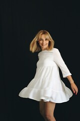 Happy woman with white dress