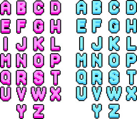 alphabet Pixel Art isolated on white Background. bit icon. Vector illustration. Pixel design illustration. Pixel art.