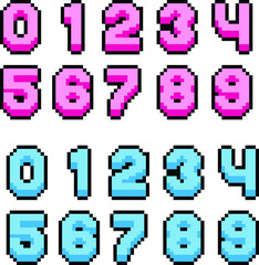 Number Pixel art vector illustration. Numbers image or clip art.