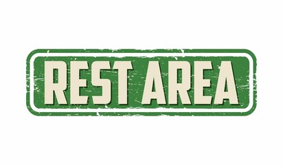Rest area vintage rusty metal sign on a white background, vector illustration