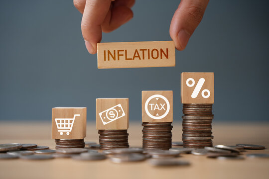 money and calculator mobile money press calculator worsening economy or inflation business concept.