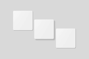 Blank square business card for mockup. 3D Render.
