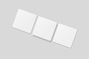 Blank square business card for mockup. 3D Render.
