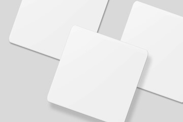 Blank square business card for mockup. 3D Render.
