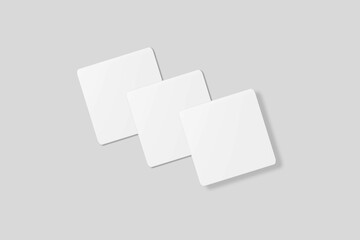 Blank square business card for mockup. 3D Render.
