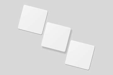Blank square business card for mockup. 3D Render.
