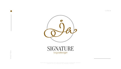 JA Initial Signature Logo Design in Elegant and Minimalist Handwriting Style. Initial J and A Logo Design for Wedding, Fashion, Jewelry, Boutique and Business Brand Identity