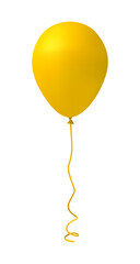 Yellow helium balloon. Realism. Beautiful celebration decor.