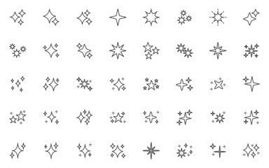 set of star icons, sparkle, burst, light