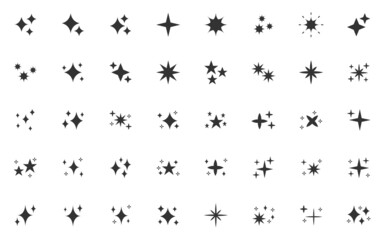 set of star icons, sparkle, burst, light