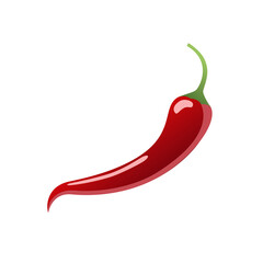 Red chili pepper, flat style vector illustration isolated on white background