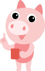 Cute pig character design presenting concept