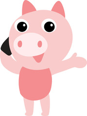 Cute pig character design presenting concept