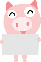 Cute pig character design presenting concept