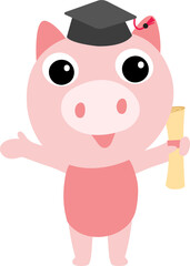 Cute pig character design presenting concept