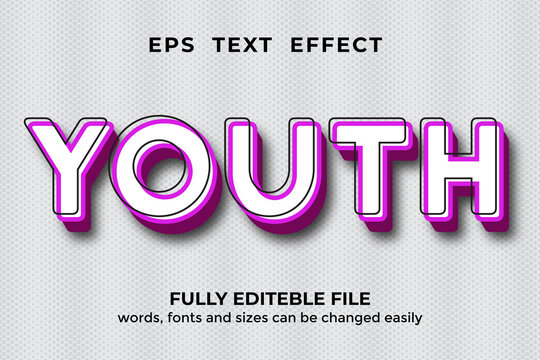 3d style Youth editable text effect typography design 3d effect