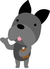 Black dog character design presenting concept