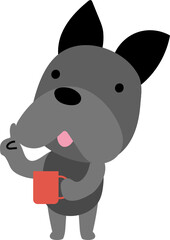 Black dog character design presenting concept