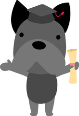Black dog character design presenting concept