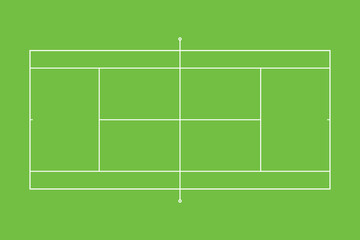 Tennis court green field Template tennis court with lines. Vector illustration