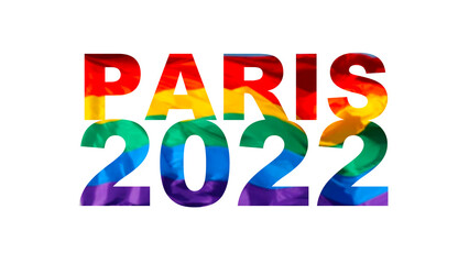 Texte with raynbow flag, LGBTQ+ Paris Pride 2022, pride LGBT, lgbt, pride 22, june 22 june 2022,...