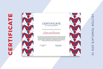 Modern business diploma mockup for graduation or course completion. Design of certificate of appreciation template with abstract geometric pattern. Vector background EPS 10