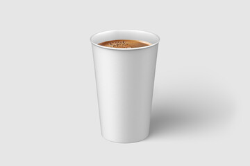 Paper coffee cup mockup template, isolated on light grey background. High resolution.