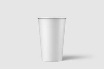 Paper coffee cup with plastic cap mockup template, isolated on light grey background. High...