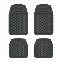 Car mats. Rubber car floor carpet. Floor rug icon. Isolated illustration on white background. Vector illustration.