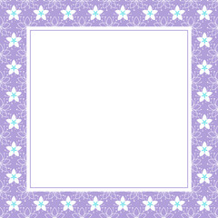 Lovely floral square scarf design with simple flowers. White and mint green on violet background