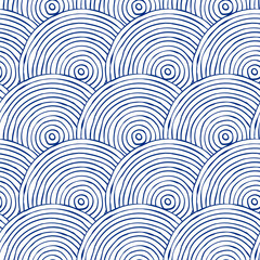 seamless pattern minimal blue line circle, wallpaper background, design for fashion, fabric, vector illustration - 508965626
