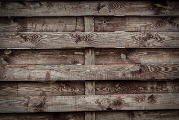 Wooden rural fence. Texture of old wood. Board for an inscription.