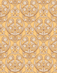 Retro decorative ornate monochrome seamless pattern