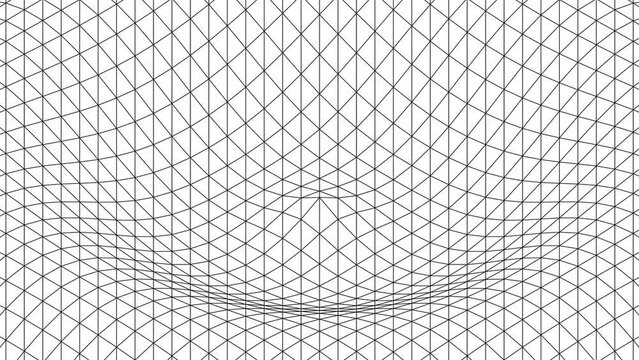 3D animation - Black mesh with looping concentric waves on white background