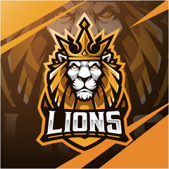 Lion head esport mascot logo design