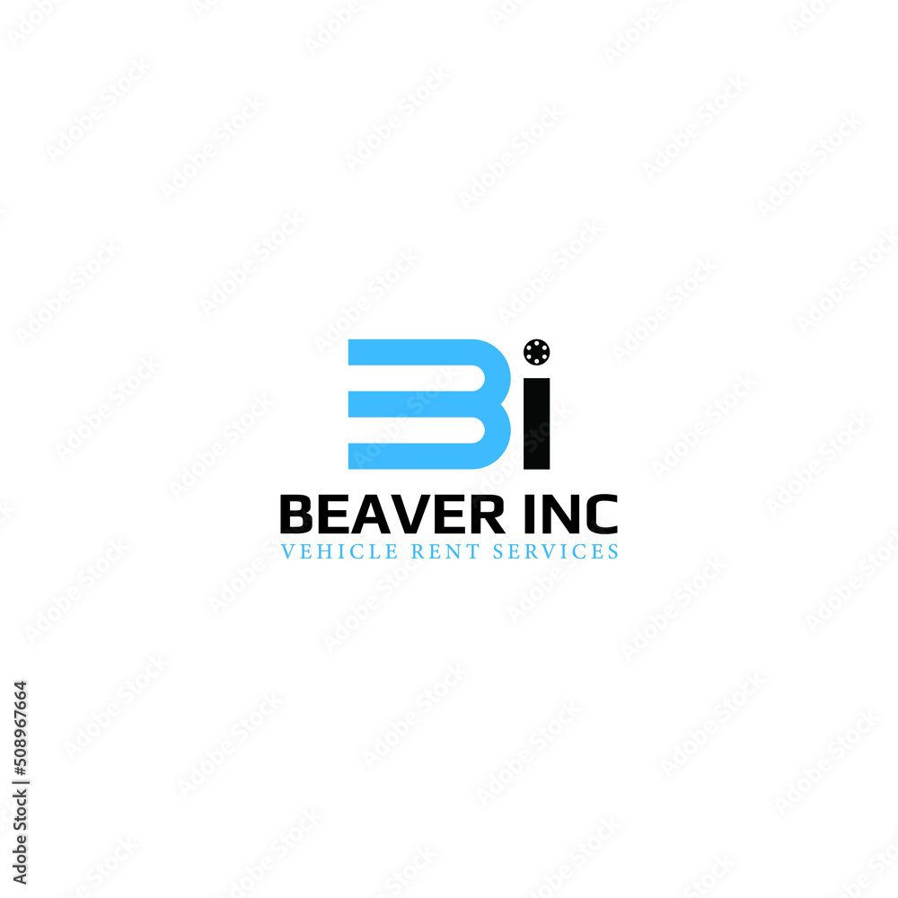 Poster abstract initial letter b and i in blue color isolated in white background applied for local transpo